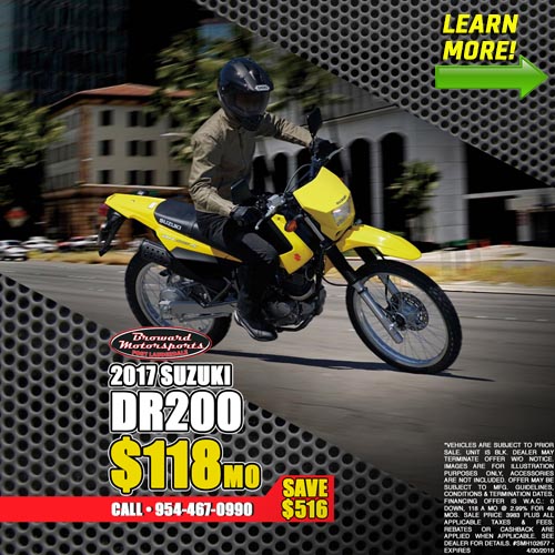 Man riding Suzuki DR200
