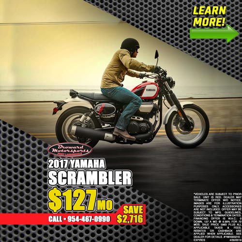 Man riding 2017 Yamaha Scrambler 